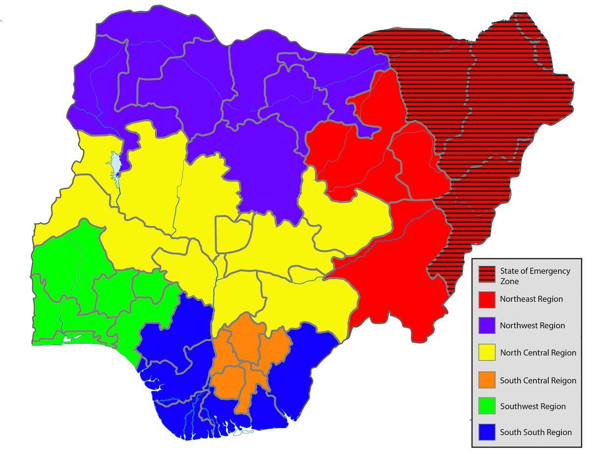peta dari nigeria menunjukkan semua negara
