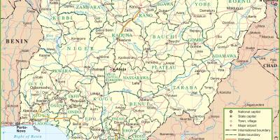 Peta dari nigeria menunjukkan jalan-jalan utama