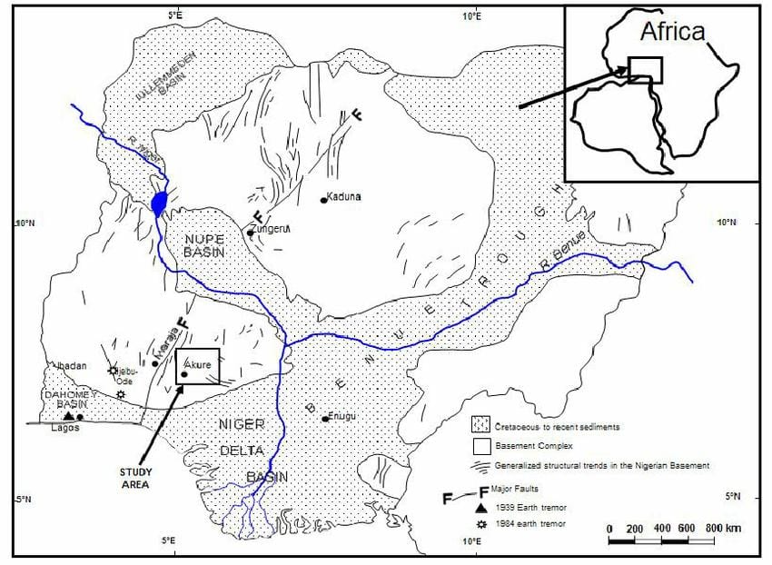 peta dari nigeria menunjukkan drainase