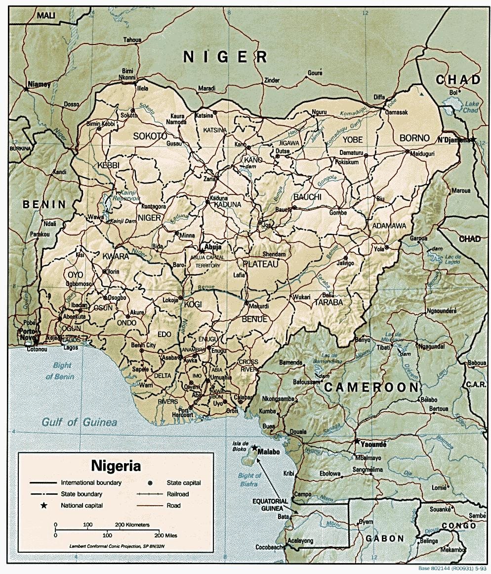 peta geografis dari nigeria