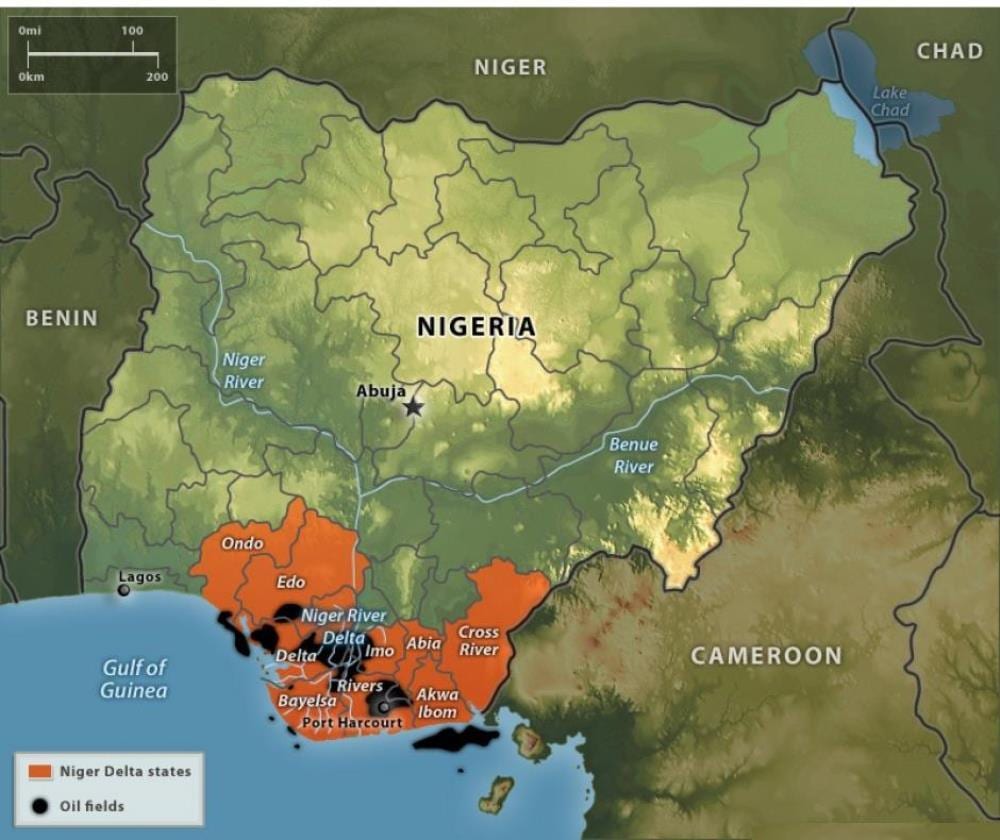 Peta dari nigeria minyak