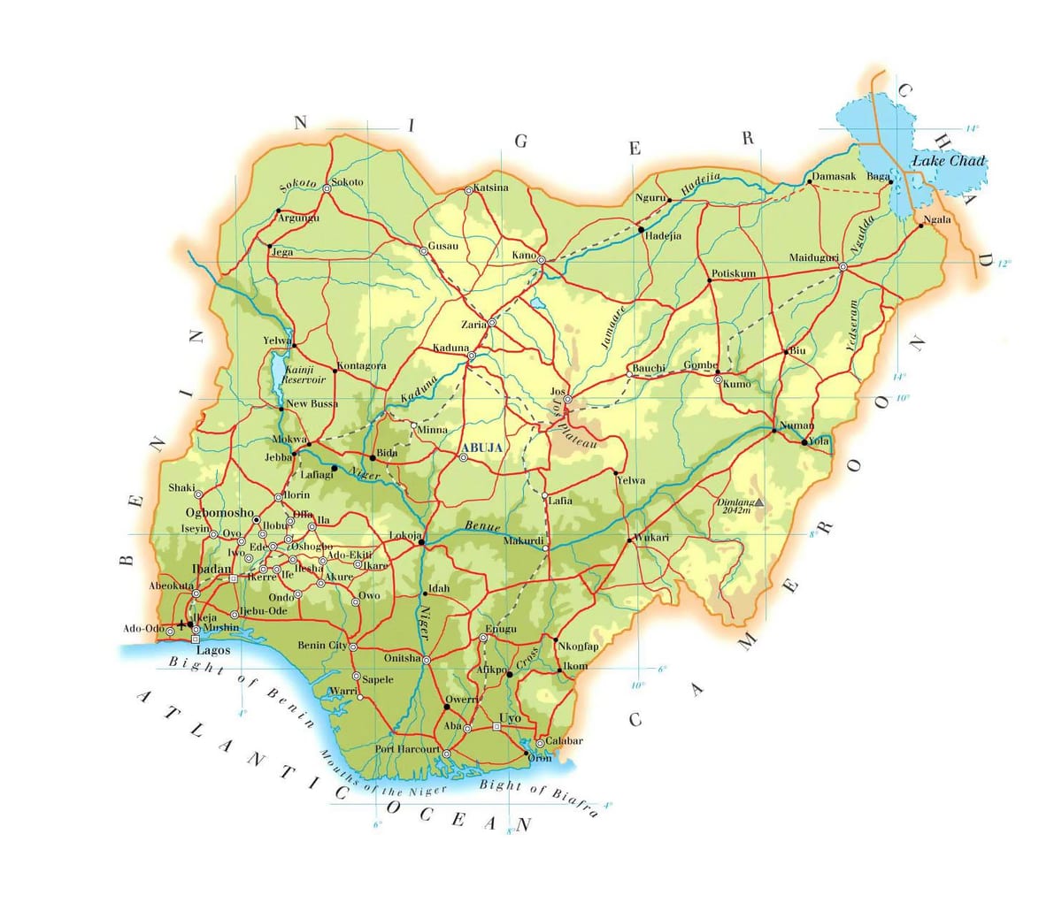 Peta fisik nigeria