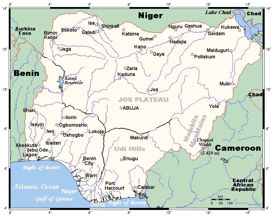 sungai-sungai di nigeria peta