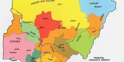 Peta dari nigeria menunjukkan kelompok etnis
