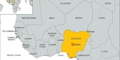 Peta dari perbatasan nigeria