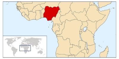 Nigeria lokasi pada peta dunia