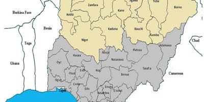 Peta dari utara negara bagian nigeria