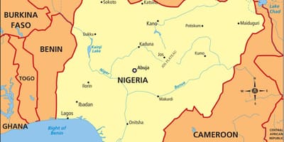 Peta dari nigeria menunjukkan sungai niger dan benue